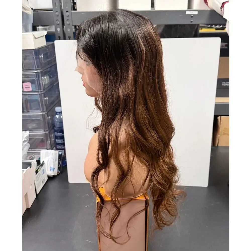 ILIKEHAIR Human Hair Long Body Wave Wig Ombre Brown NWT